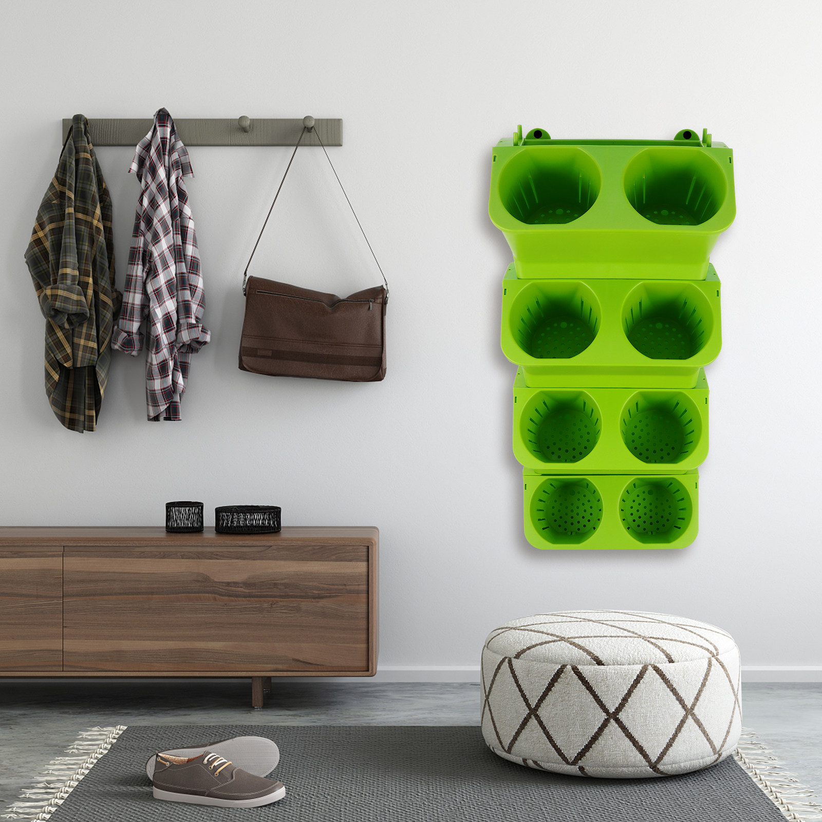 Self-Watering Planter - 4-delige verticale wandplanterset, zelfwaterend, 2-achtergrond wandpot