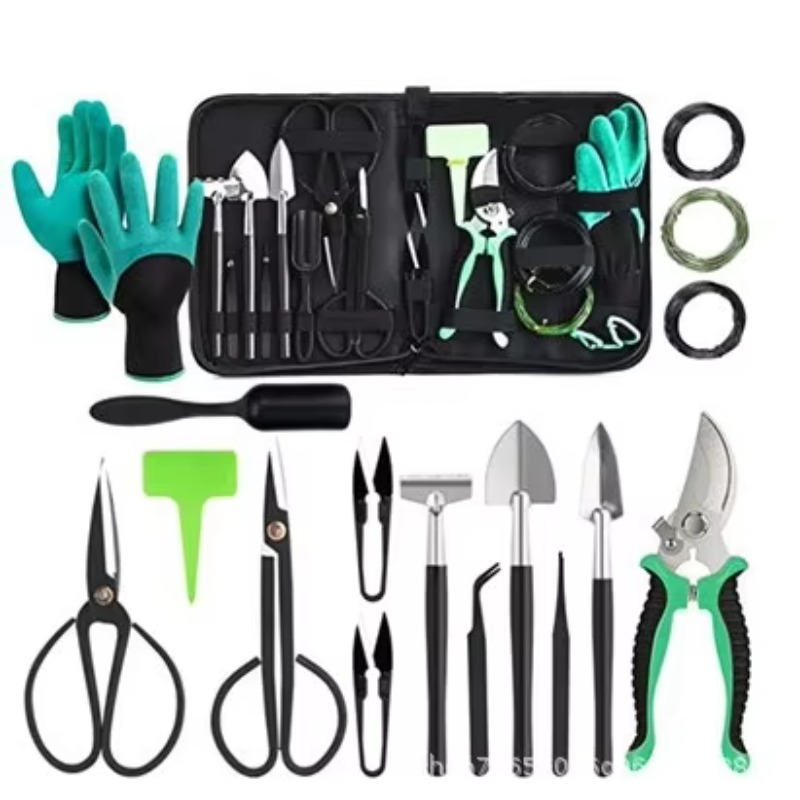 Gardening Tools Scissors - Multifunctionele 24-delige ergonomische roestvrijstalen tuingereedschapset schaar
