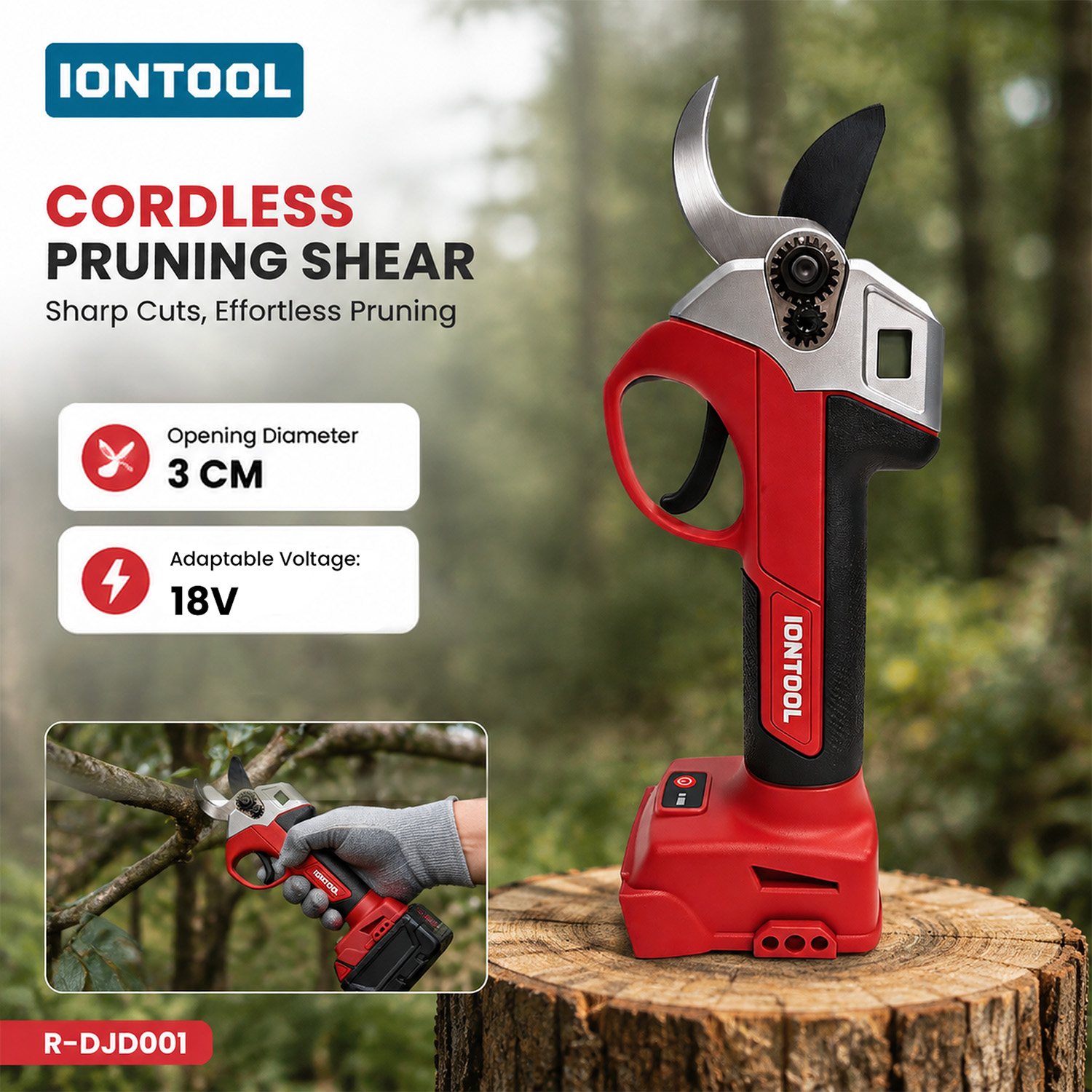 Gardening Tools Scissors - IONTOOL Rode Draadloze Snoeischaar (kale unit)