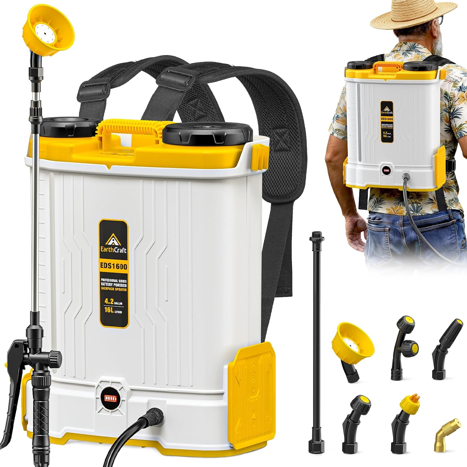Gardening Tools Battery Powered - 4,2 liter accu-aangedreven rugspuit, compatibel met