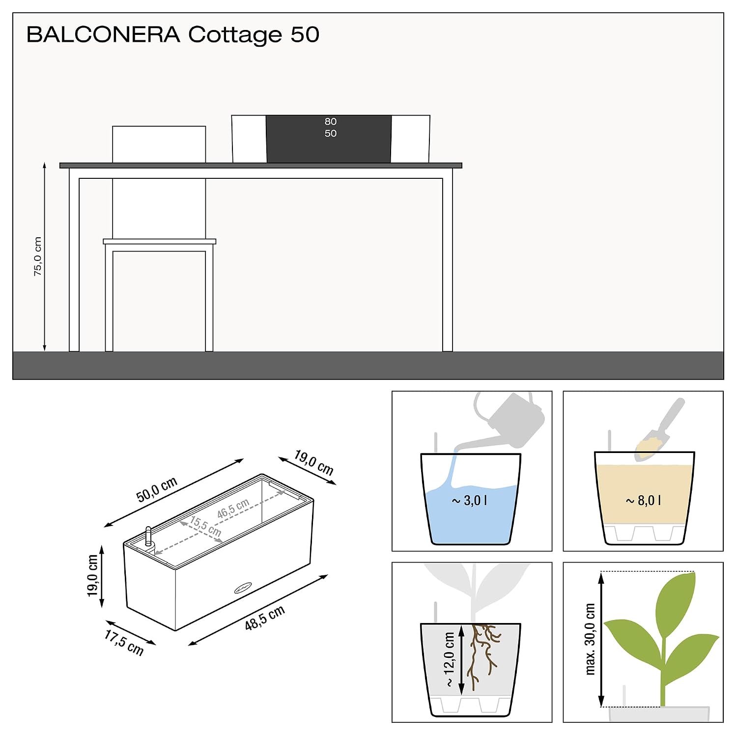 BALCONERA Cottage 50 Mocha, ze - Self-Watering Planter recensie en prijs